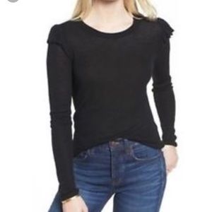 NWT! Madewell ruffle shoulder black  sweater top M